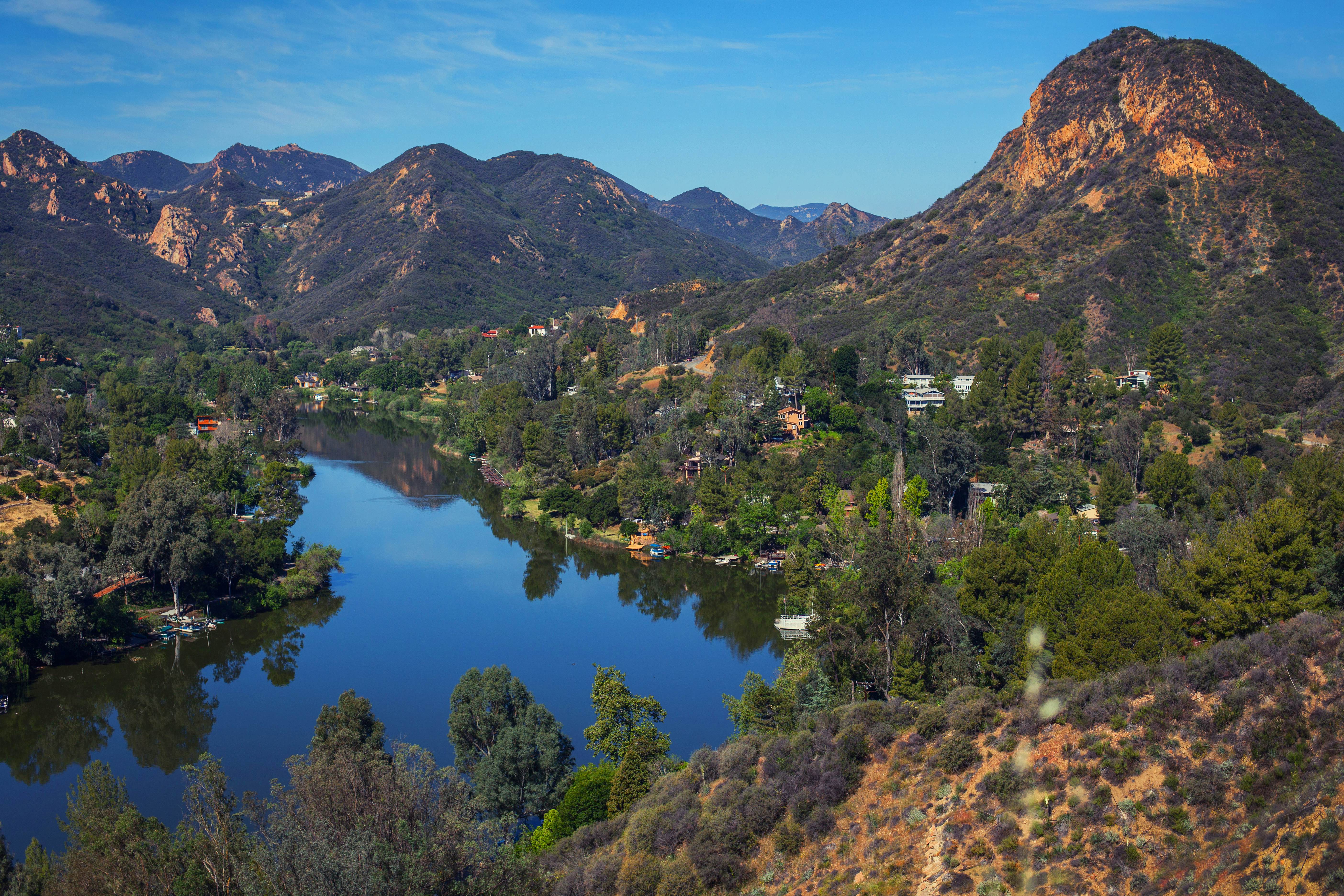 Beautiful view of Malibu lake from Malibu Creek State Park, California, USA